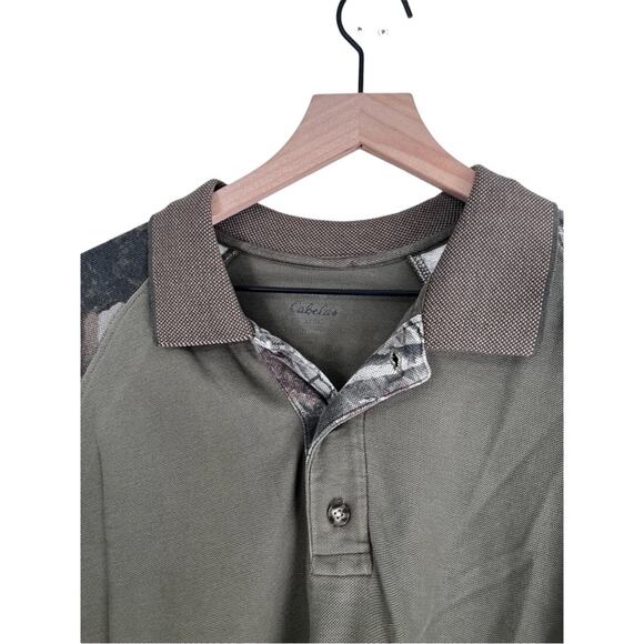 Cabela's Mens Green Short Sleeve Camouflage Accent Polo Size Medium - Picture 3 of 6